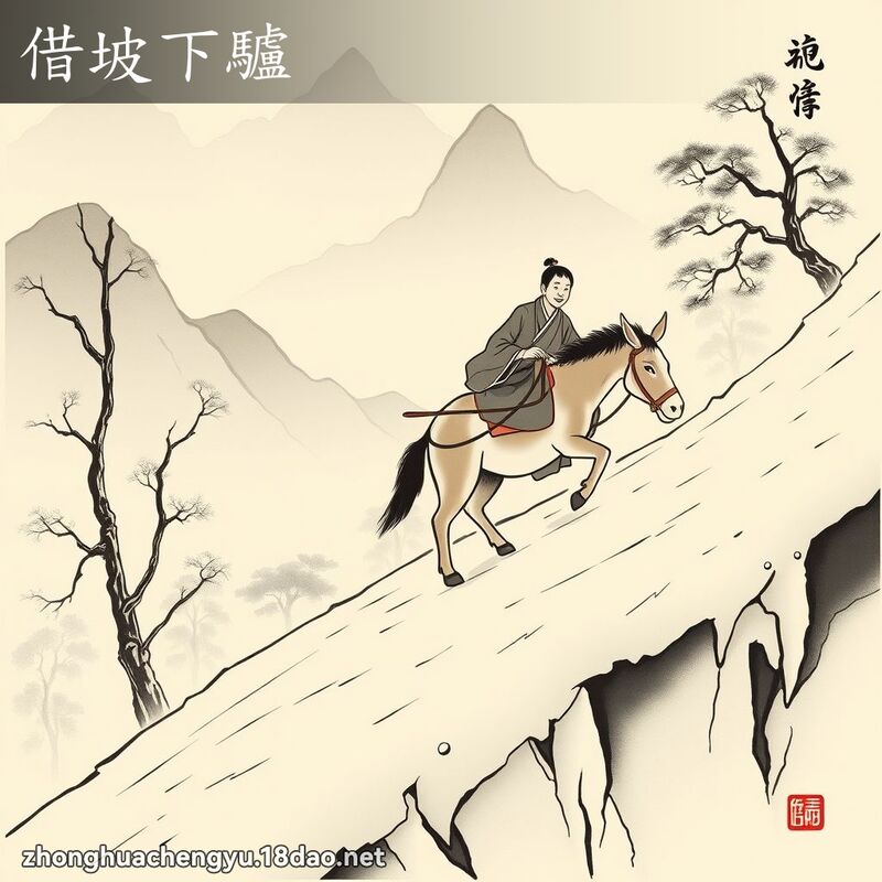 借坡下驢 - 中華成語配圖