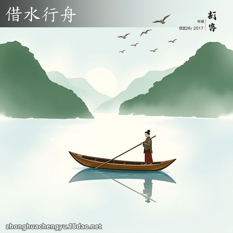 借水行舟 - 中华成语配图