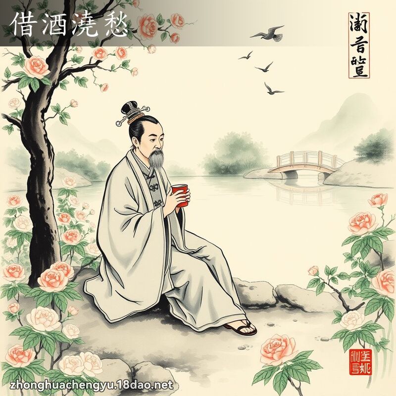 借酒澆愁 - 中華成語配圖