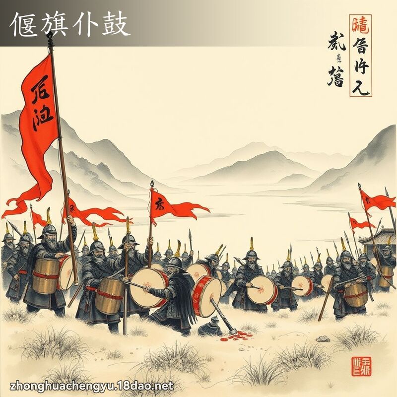 偃旗仆鼓 - 中華成語配圖