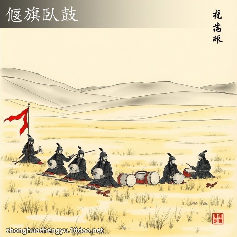 偃旗臥鼓 - 中华成语配图