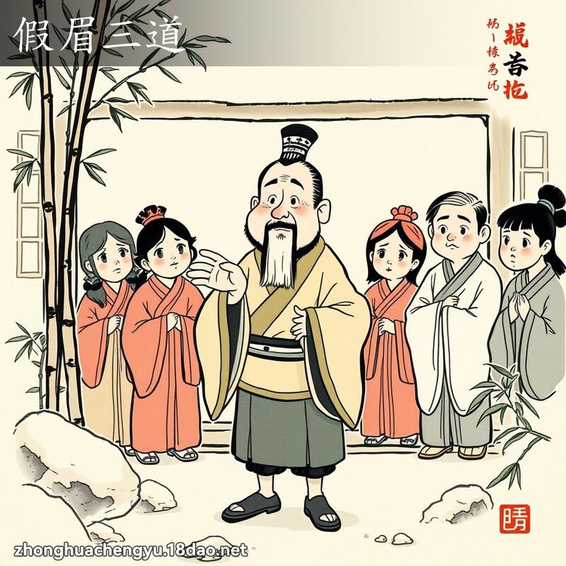 假眉三道 - 中华成语配图