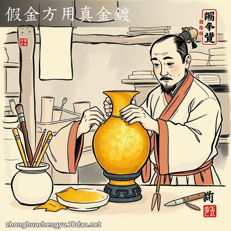 假金方用真金镀 - 中华成语配图