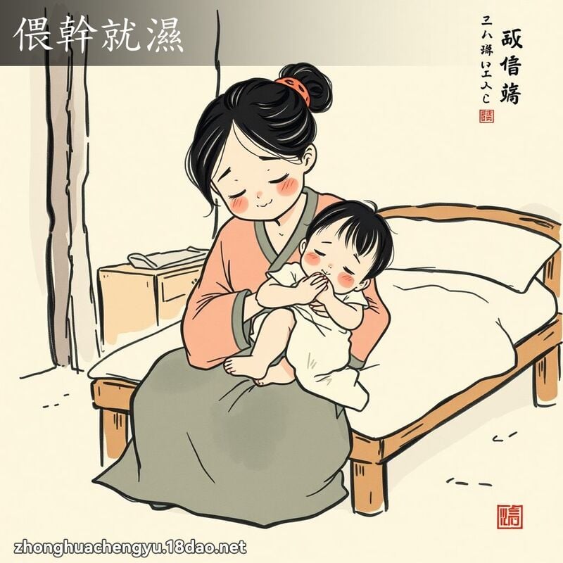 偎幹就濕 - 中華成語配圖