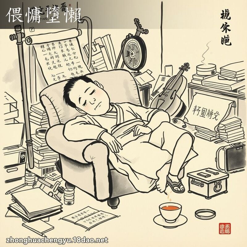 偎慵墮懶 - 中華成語配圖