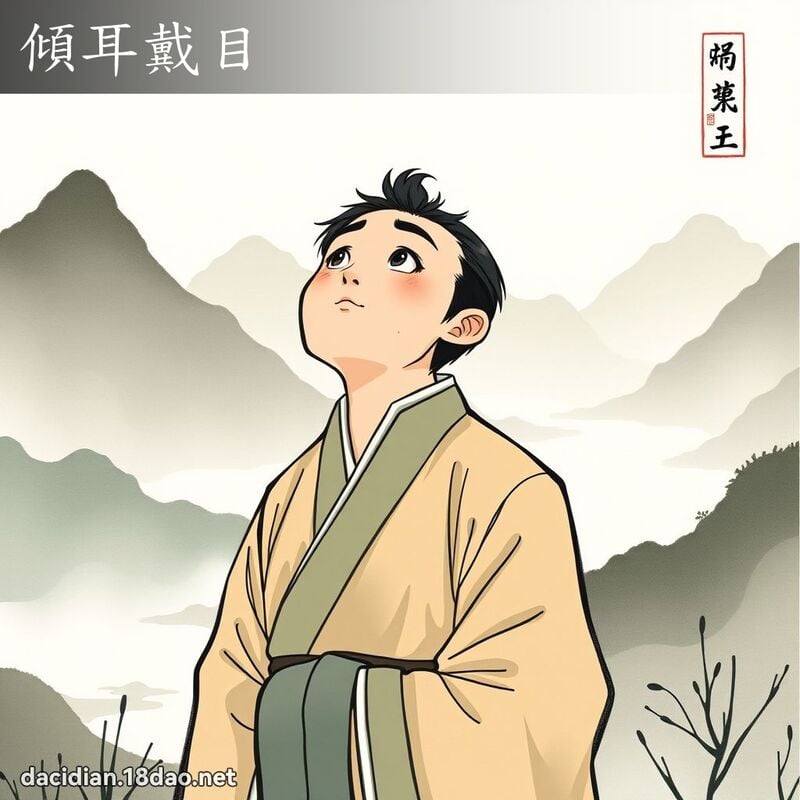 傾耳戴目 配图