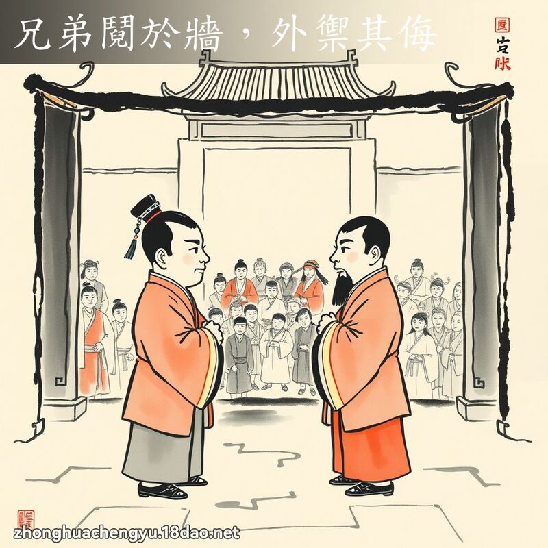 兄弟鬩於牆，外禦其侮 - 中華成語配圖