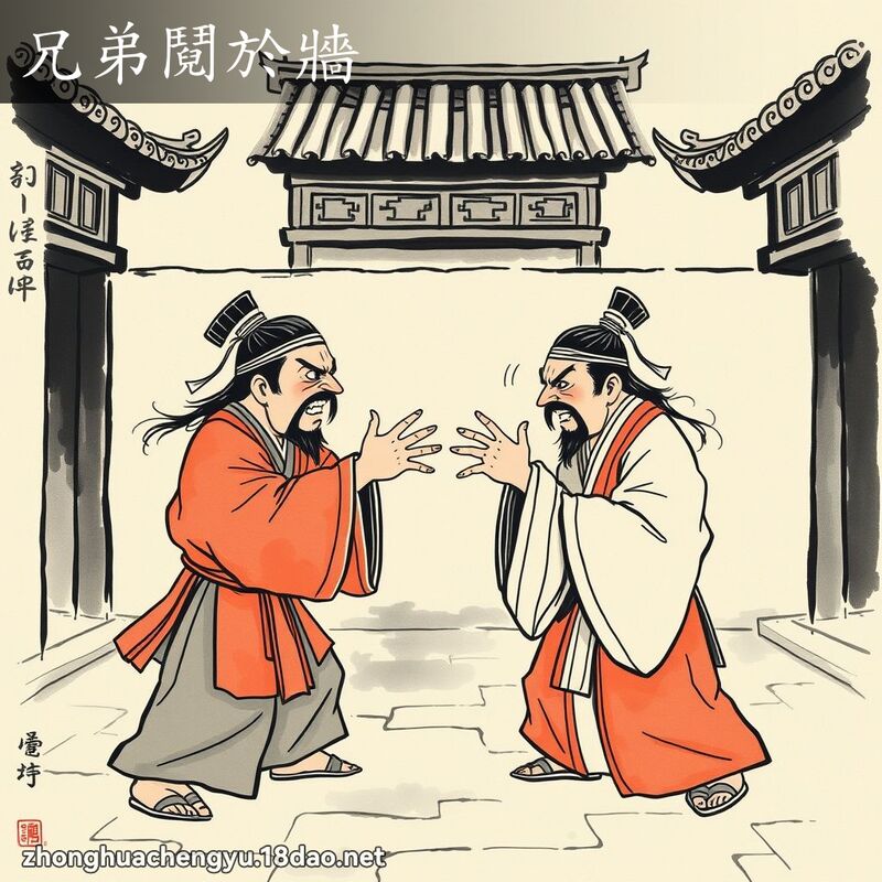 兄弟鬩於牆 - 中華成語配圖