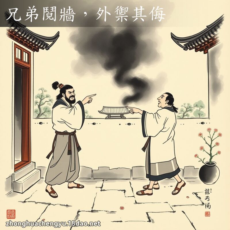 兄弟鬩牆，外禦其侮 - 中華成語配圖