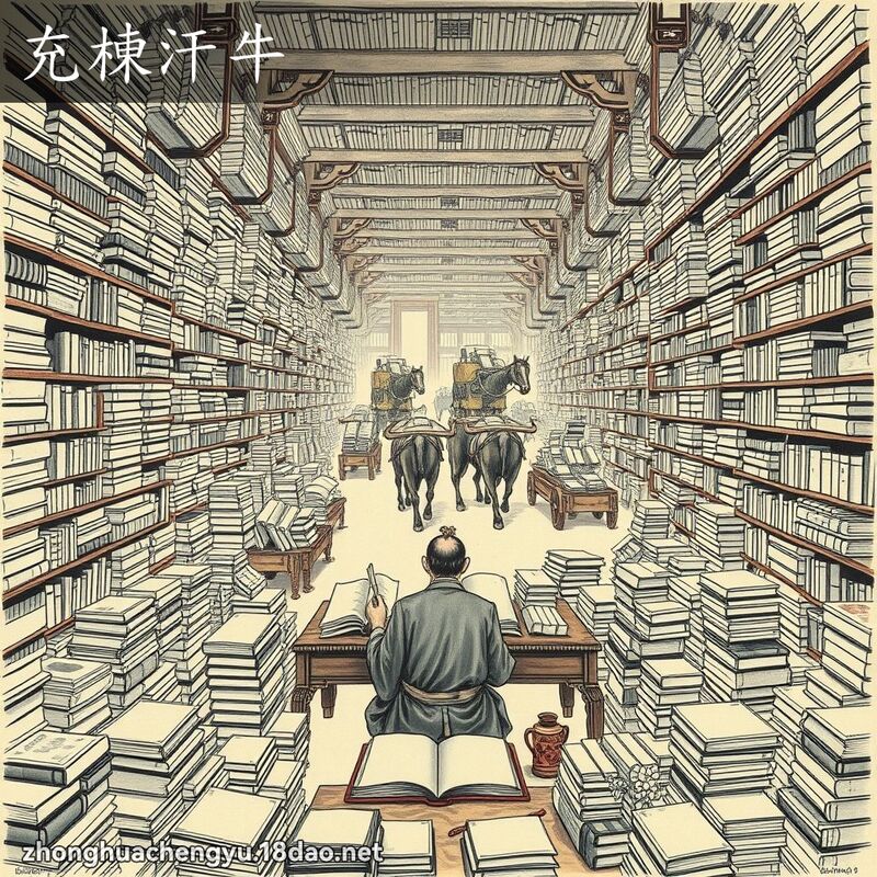 充棟汗牛 - 中華成語配圖