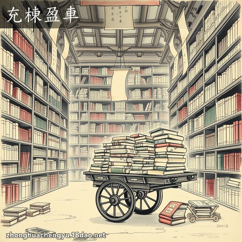 充栋盈车 - 中华成语配图