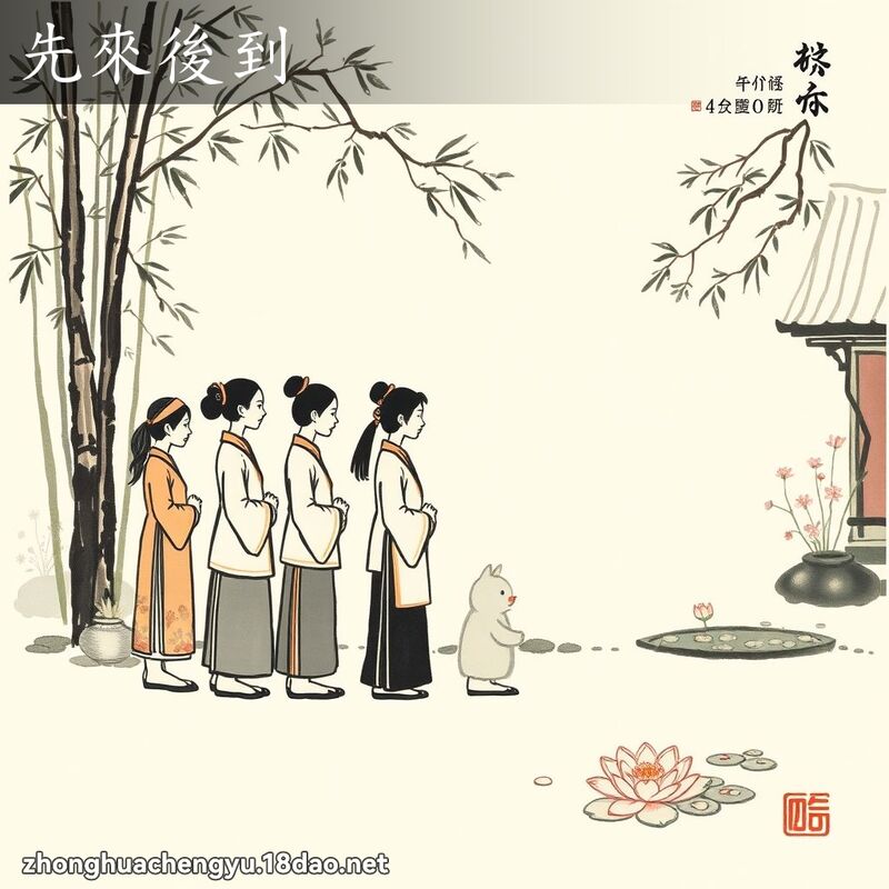 先來後到 - 中華成語配圖