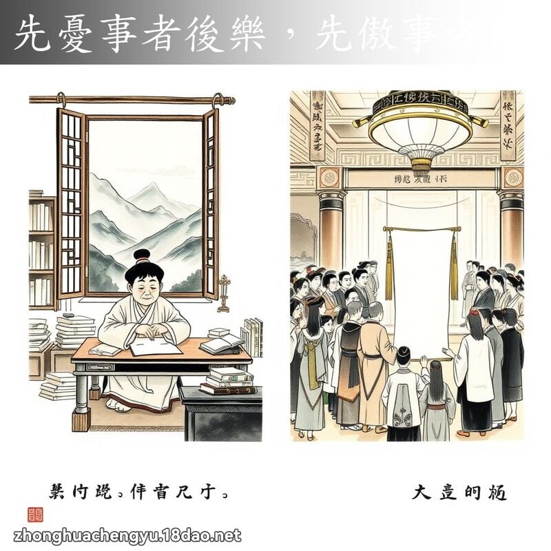 先忧事者后乐，先傲事者后忧 - 中华成语配图