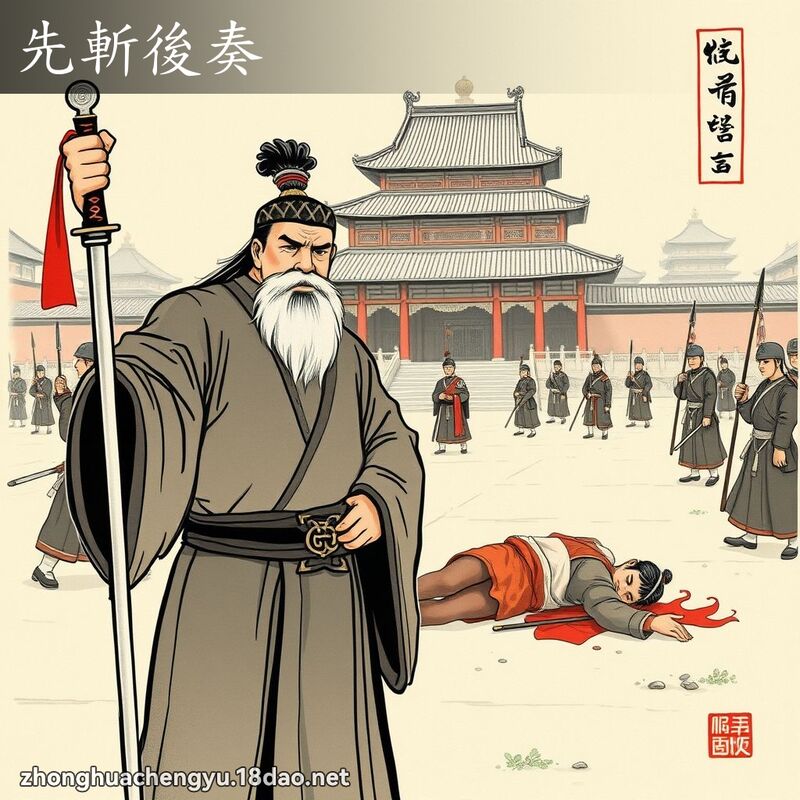 先斩后奏 - 中华成语配图