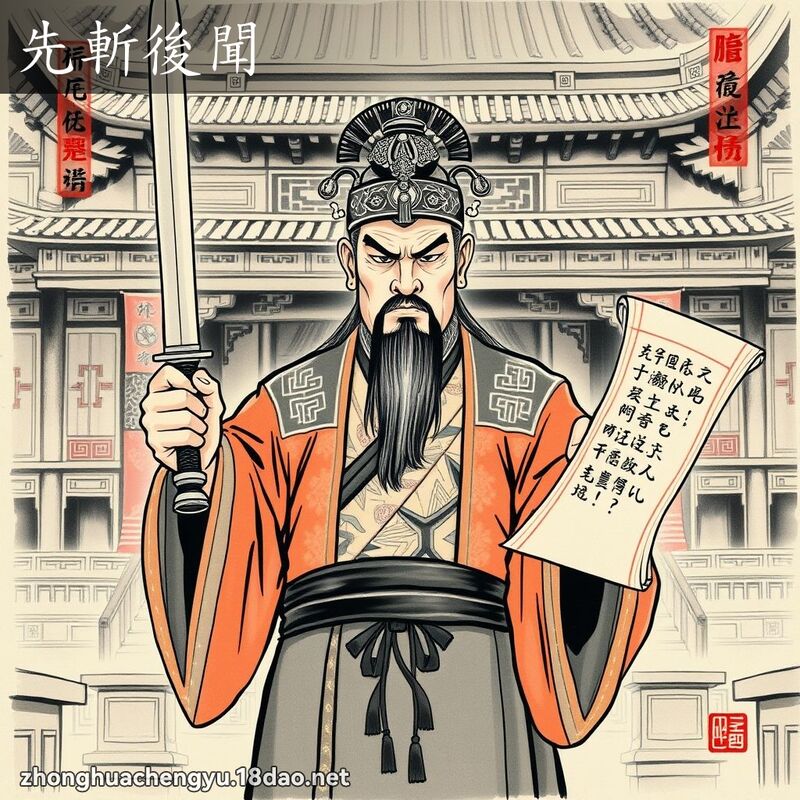 先斩后闻 - 中华成语配图
