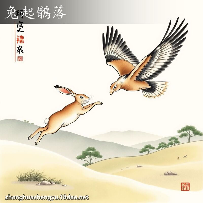 兔起鶻落 - 中华成语配图