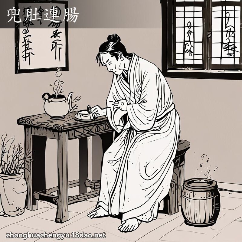 兜肚连肠 - 中华成语配图