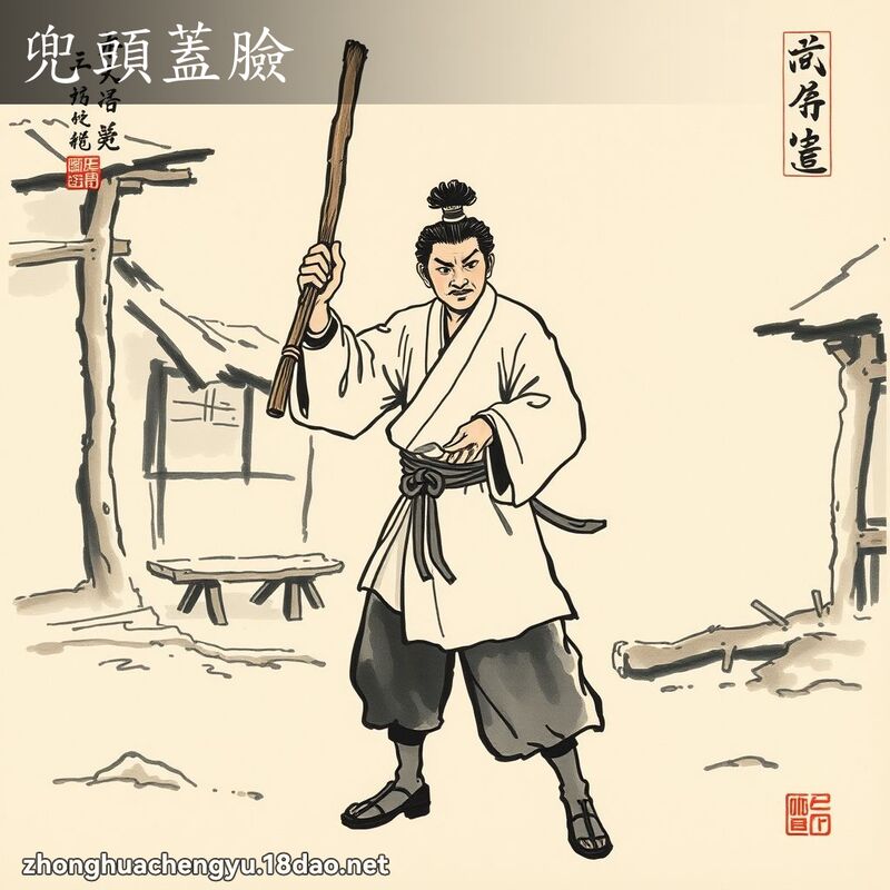 兜头盖脸 - 中华成语配图
