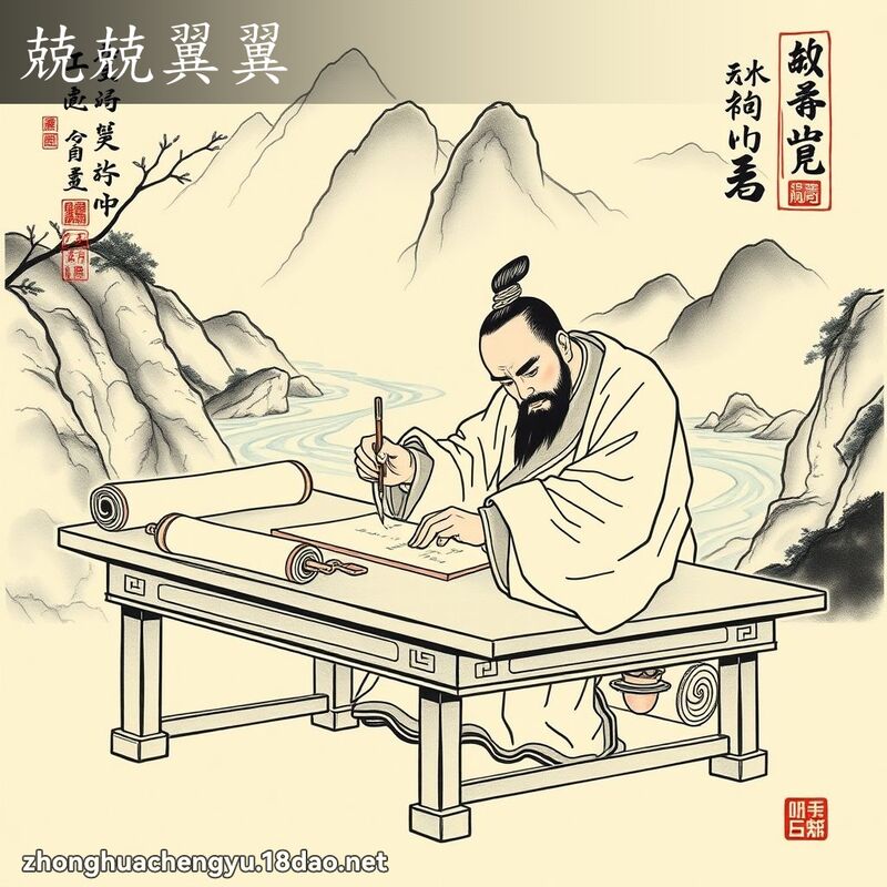 兢兢翼翼 - 中华成语配图