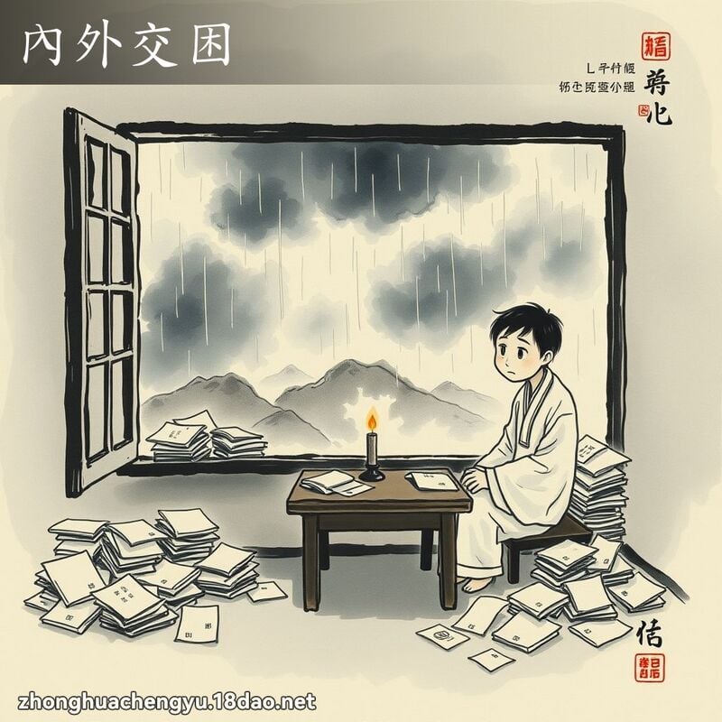 內外交困 - 中华成语配图