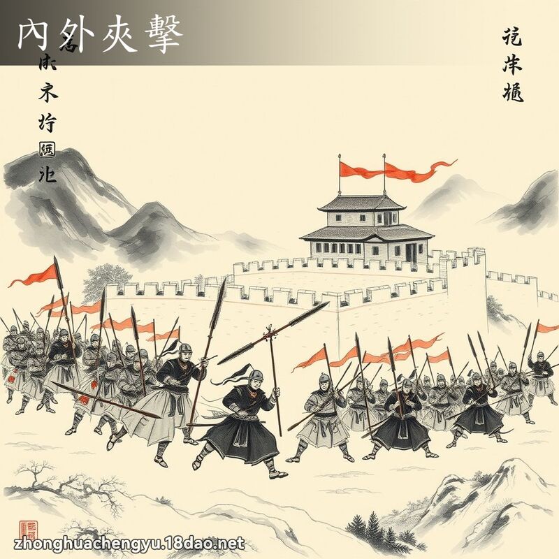 內外夾擊 - 中華成語配圖