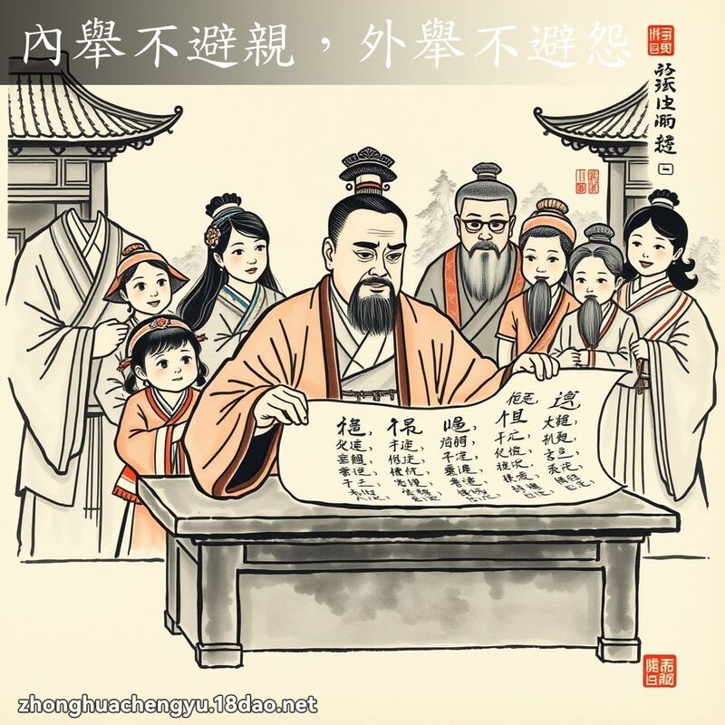 內举不避亲，外举不避怨 - 中华成语配图