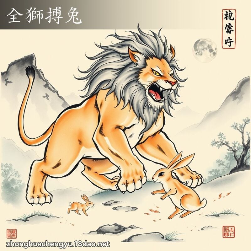 全獅搏兔 - 中華成語配圖