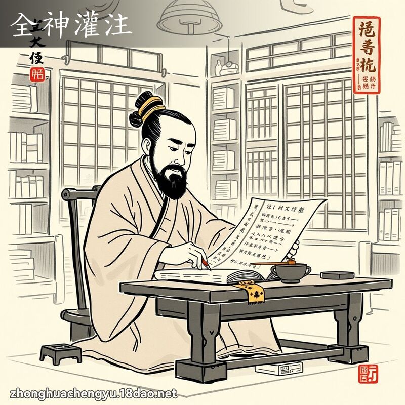 全神灌注 - 中华成语配图