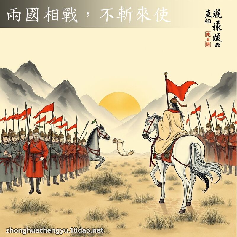兩國相戰，不斬來使 - 中華成語配圖