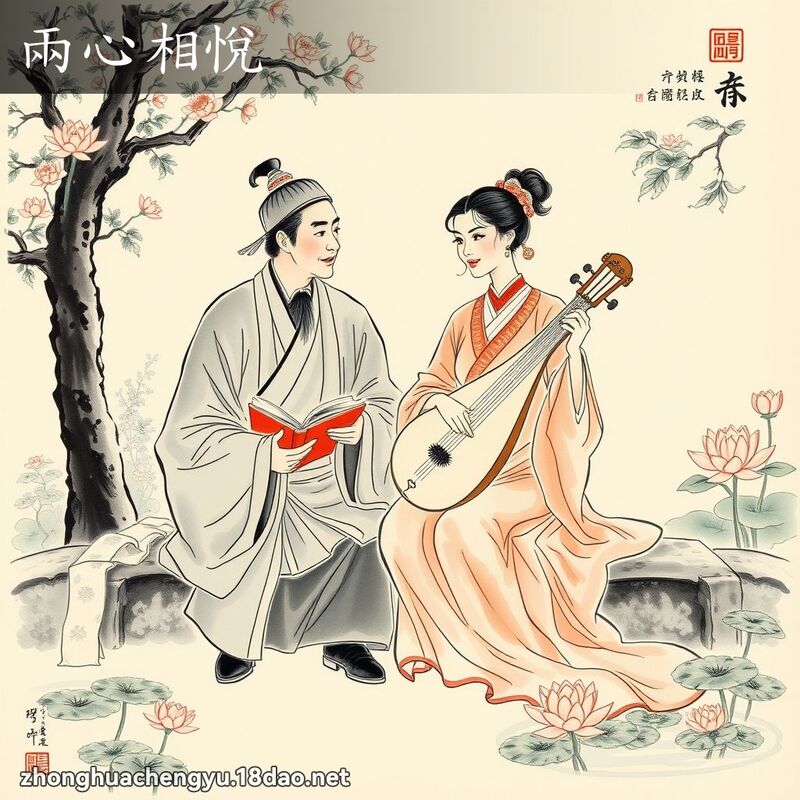 两心相悦 - 中华成语配图