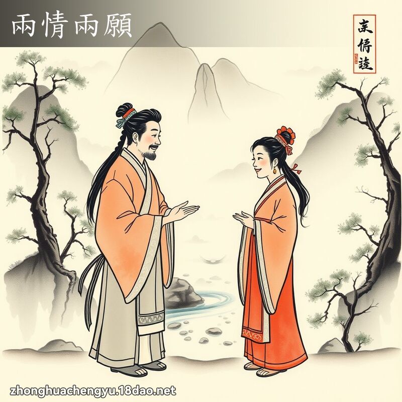 兩情兩願 - 中華成語配圖
