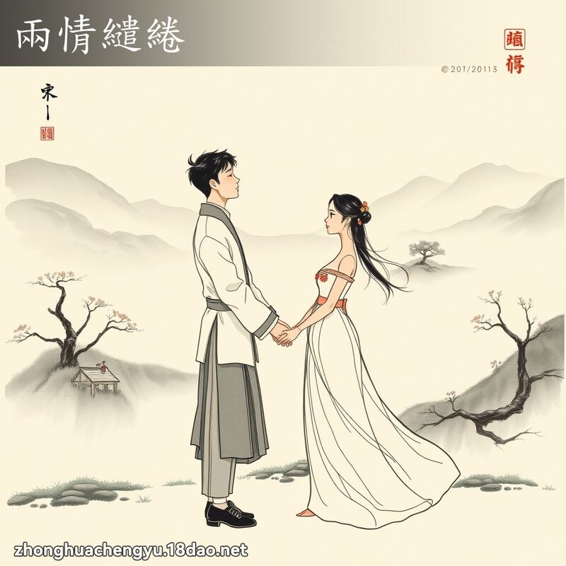 两情繾綣 - 中华成语配图