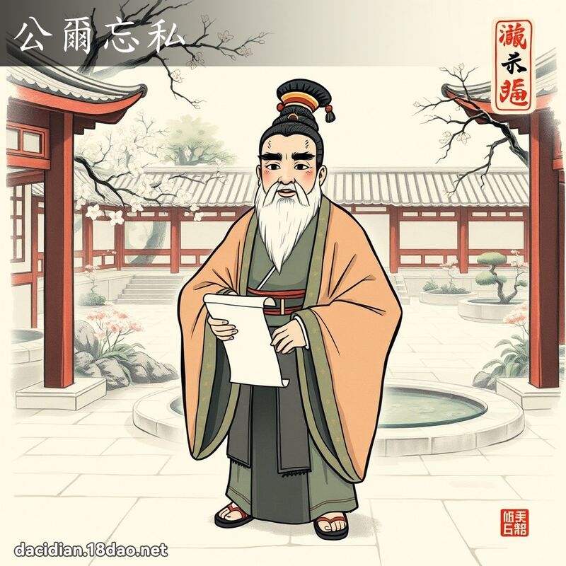 公尔忘私 - 中华成语配图