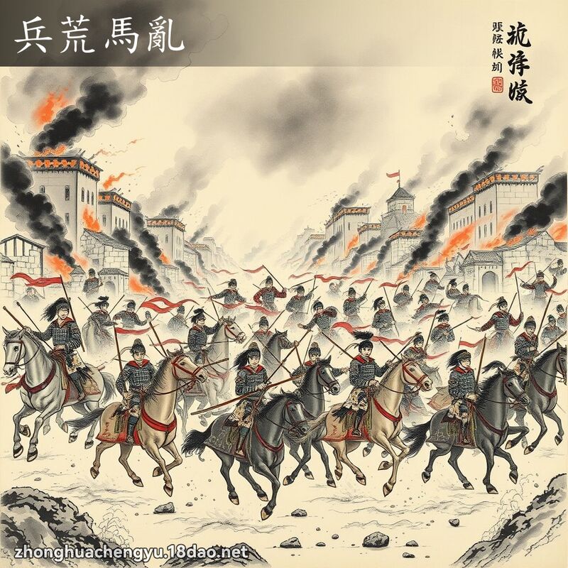 兵荒馬亂 - 中華成語配圖