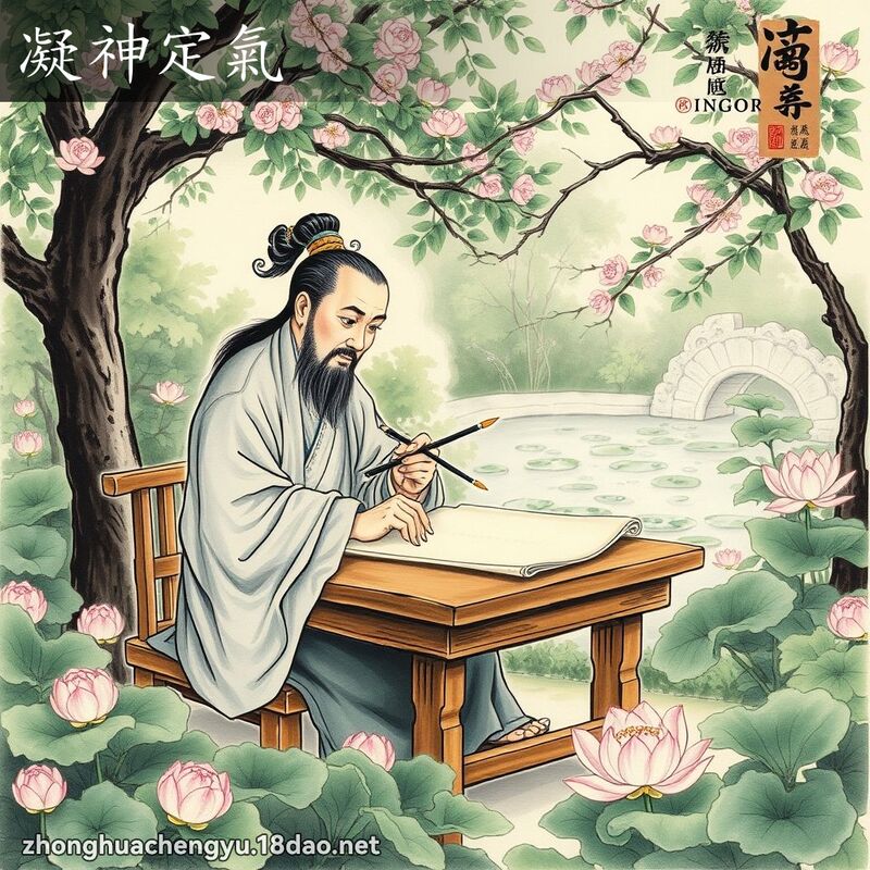 凝神定氣 - 中華成語配圖