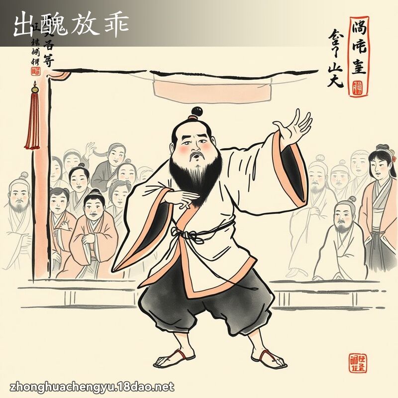出醜放乖 - 中華成語配圖
