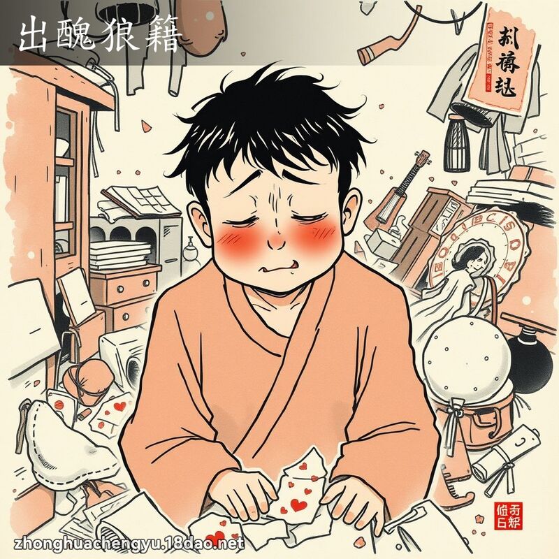 出醜狼籍 - 中華成語配圖
