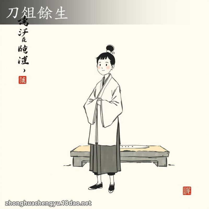 刀俎余生 - 中华成语配图