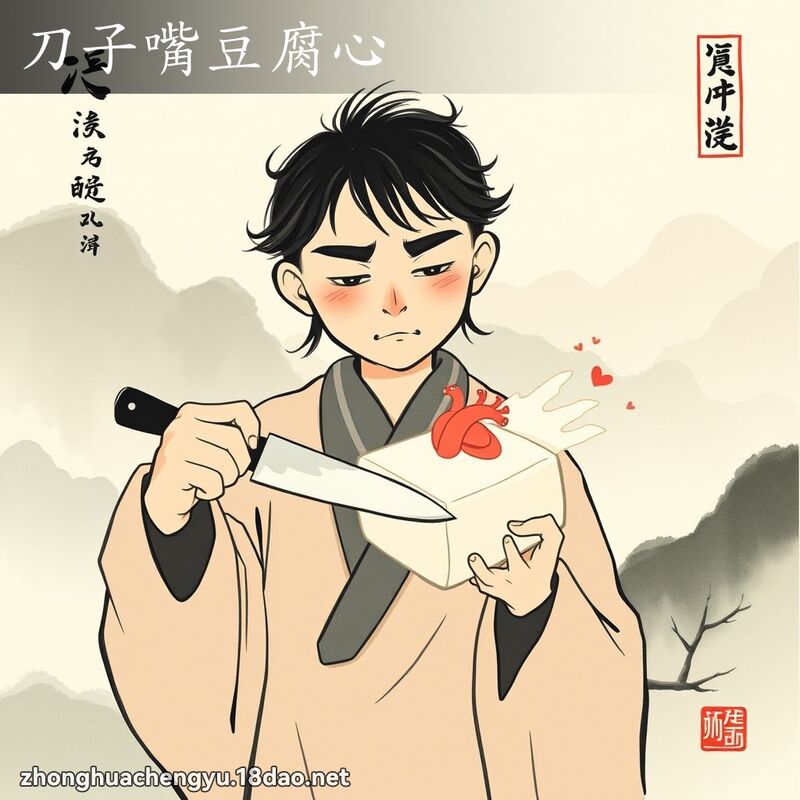 刀子嘴豆腐心 - 中華成語配圖