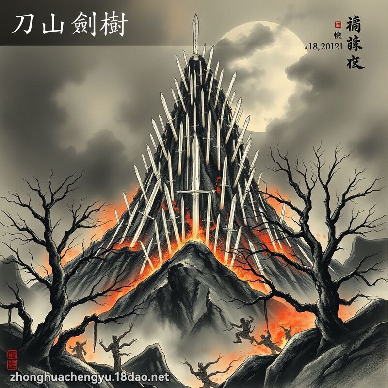 刀山劍樹 - 中華成語配圖