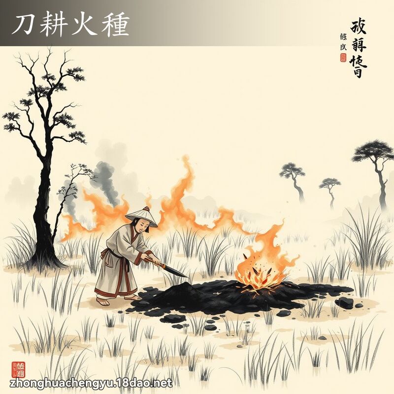 刀耕火種 - 中華成語配圖