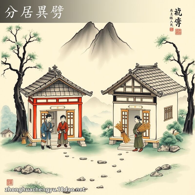 分居异劈 - 中华成语配图