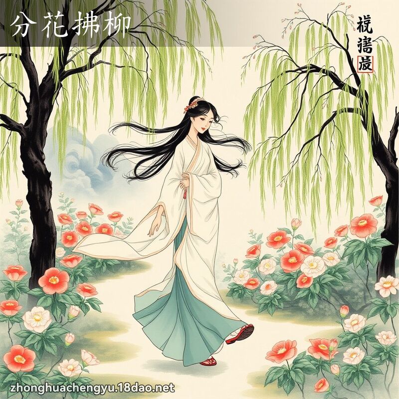 分花拂柳 - 中華成語配圖