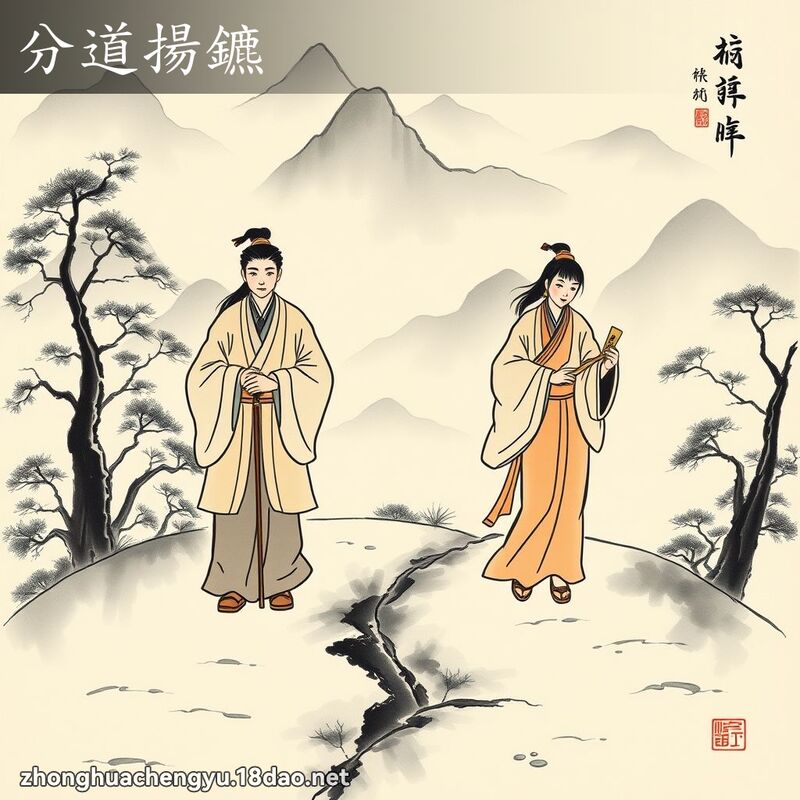 分道揚鑣 - 中華成語配圖