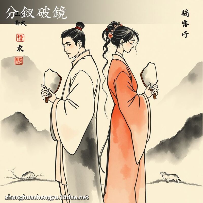 分釵破镜 - 中华成语配图