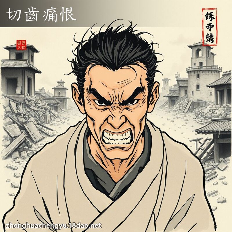 切齿痛恨 - 中华成语配图