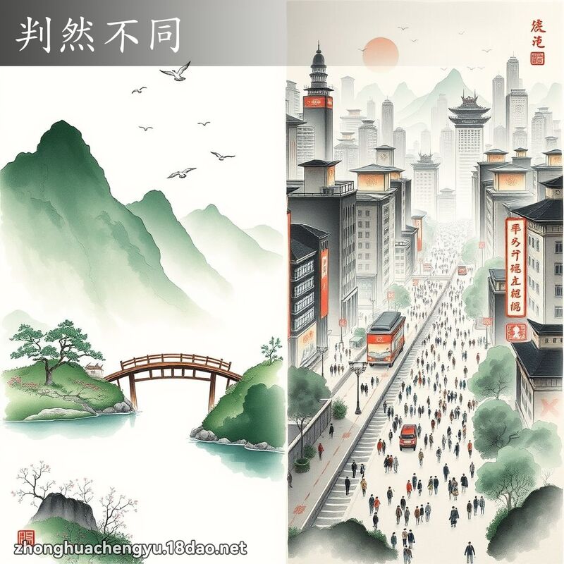判然不同 - 中華成語配圖