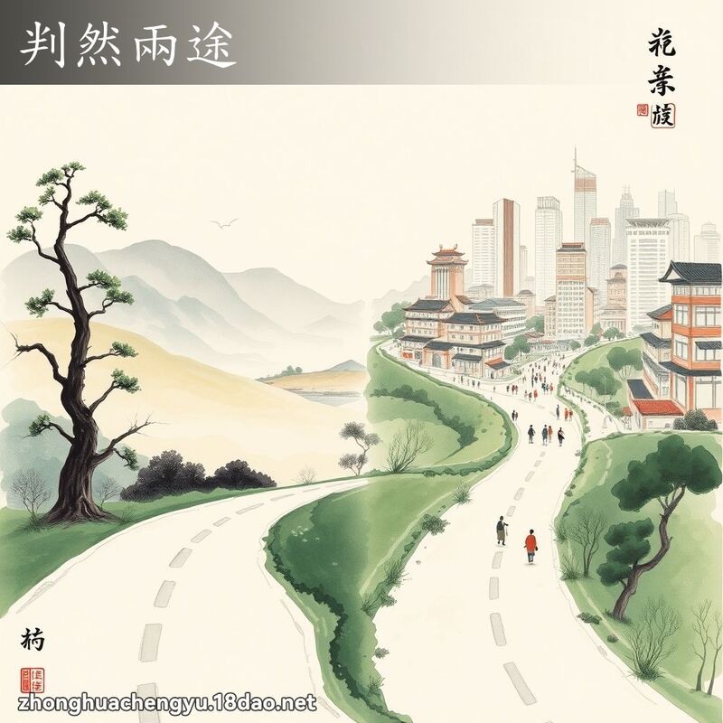 判然两途 - 中华成语配图