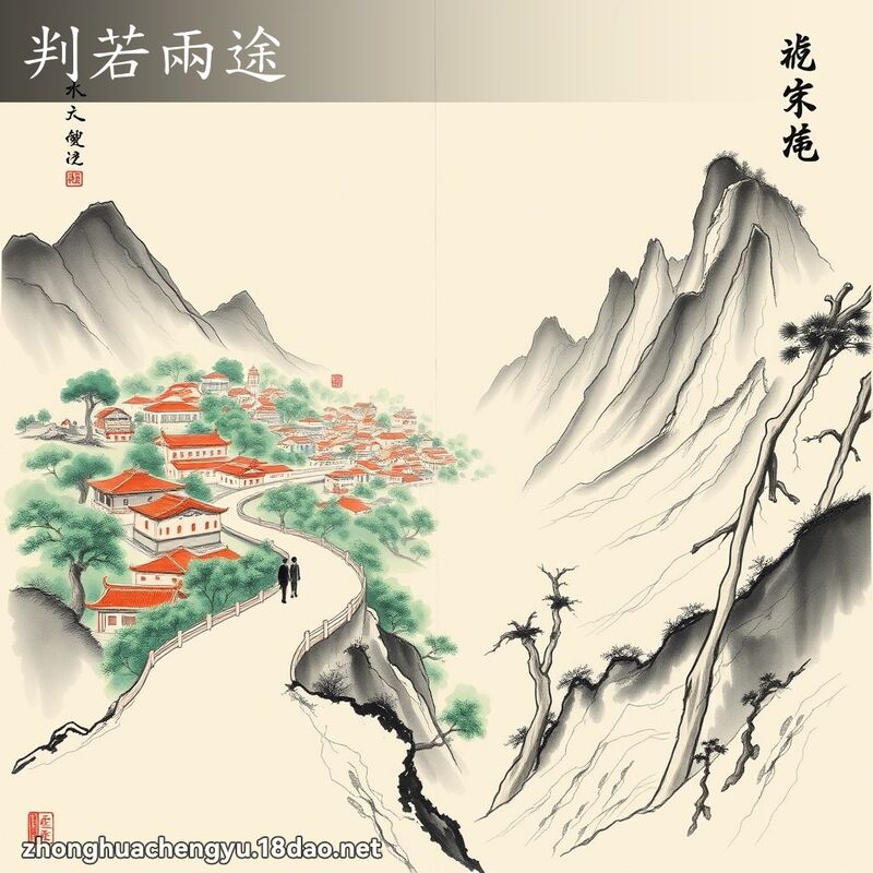 判若兩途 - 中華成語配圖