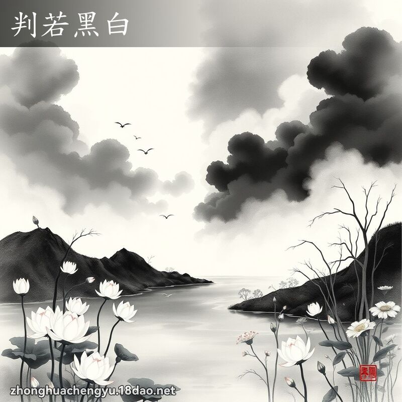 判若黑白 配图